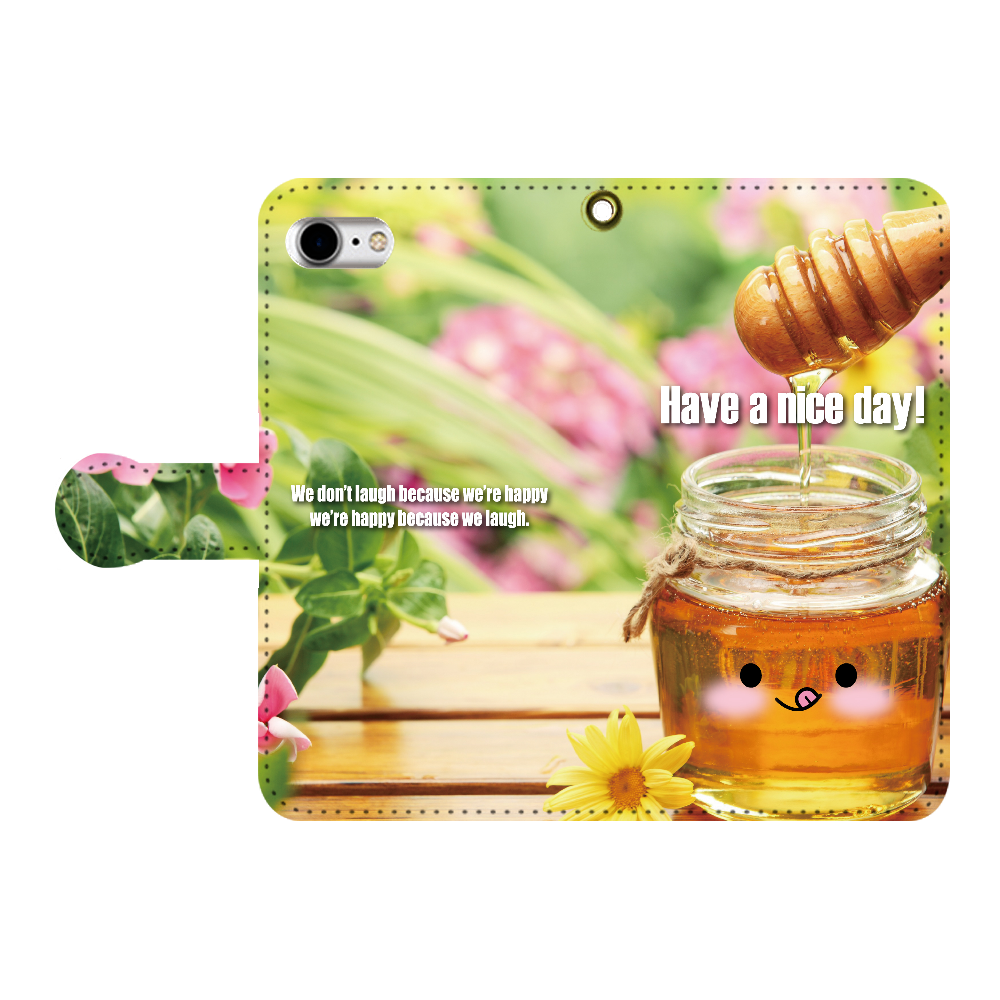 Iphone Android スマホケース 手帳型 ケース 可愛い かわいい イチゴ 苺 英文 オシャレ フルーツ ギフト プレゼント メープル ハチミツ ハニーの商品購入ページ オリジナルプリントグッズ販売のオリラボマーケット