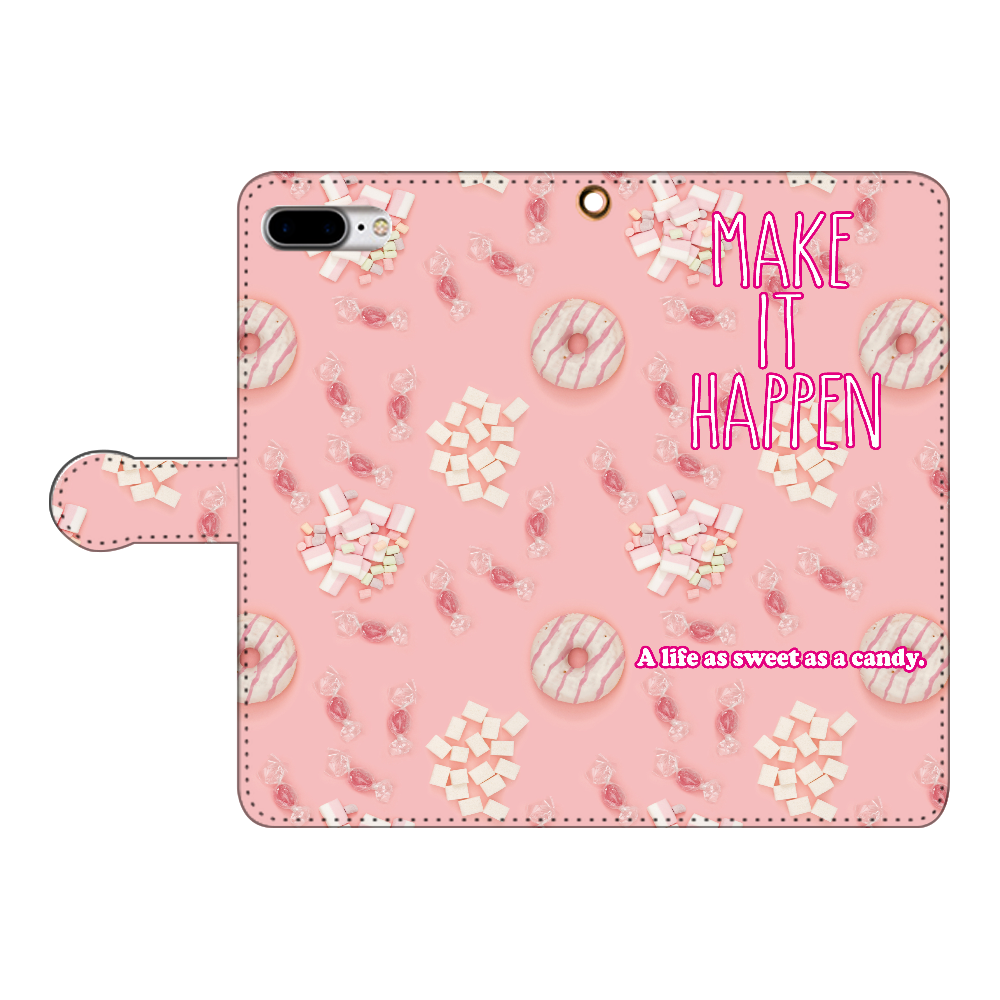 Iphone Android スマホケース ギフト プレゼント スマホケース 手帳型 ケース 可愛い かわいい スイーツ 甘 英文 オシャレ ドーナツ ガーリー ピンクの商品購入ページ オリジナルプリントグッズ販売のオリラボマーケット