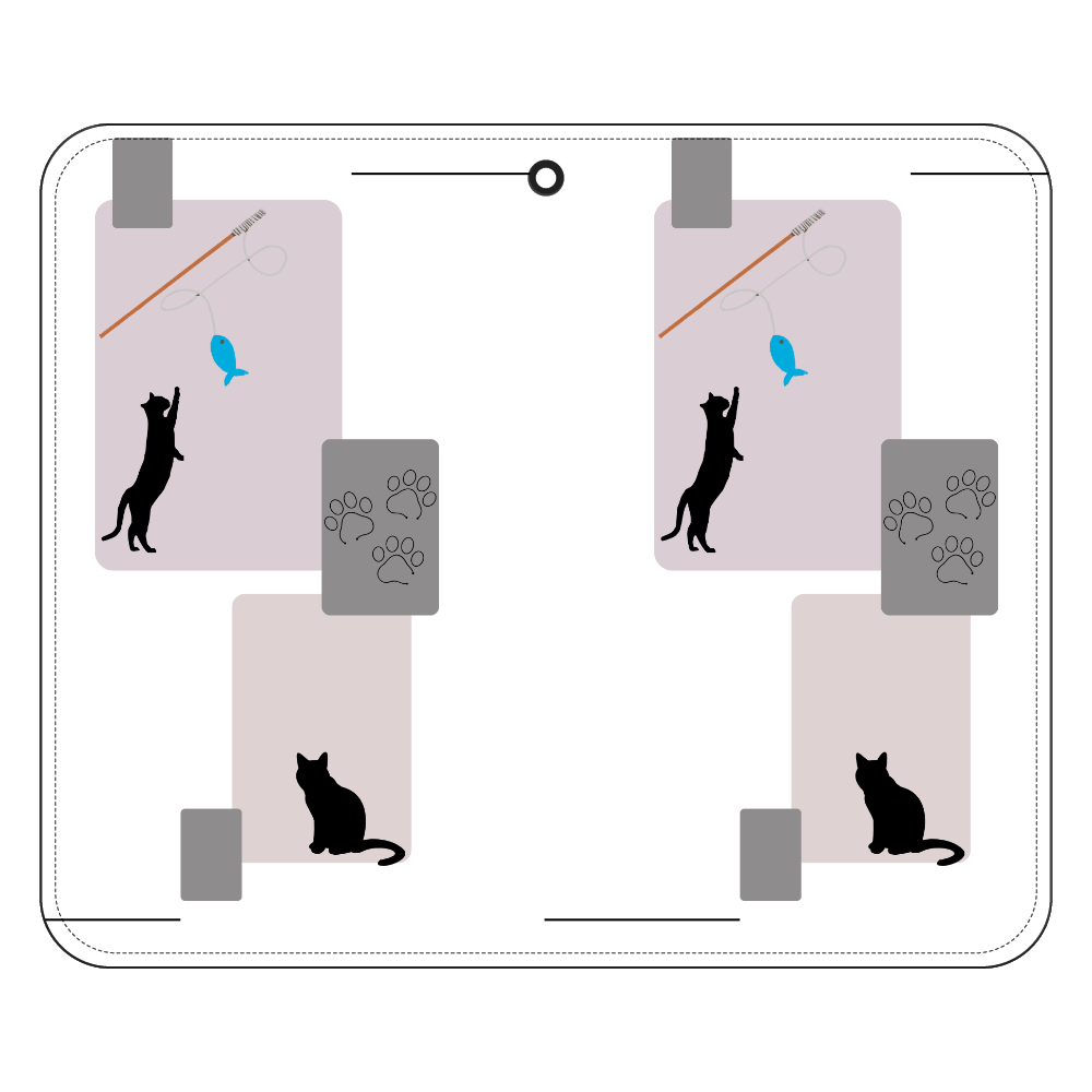 猫の生活 帯なし手帳ケース（汎用マルチスライド式パーツ）M