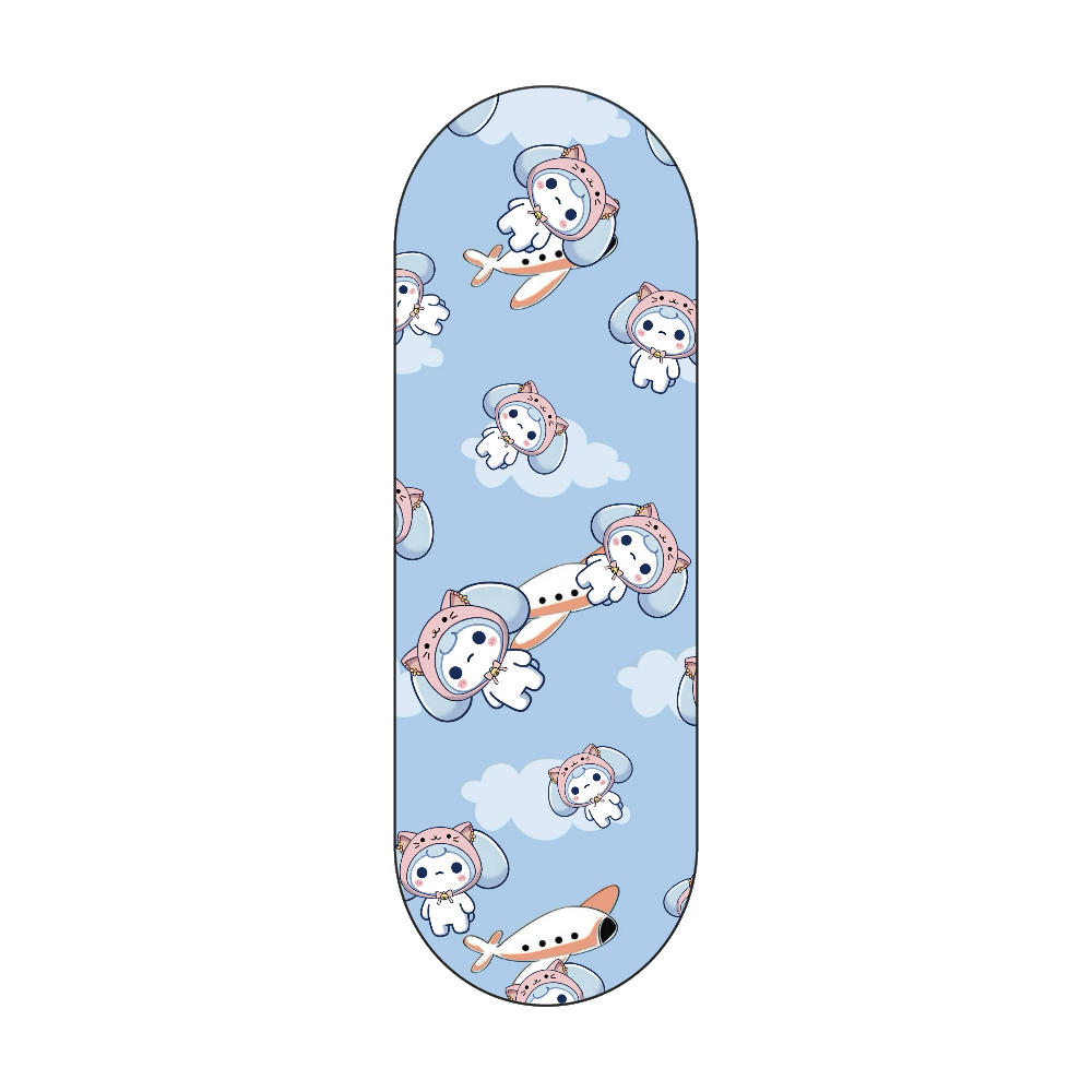 ピンク猫かぶりざこまろ（飛行機とともに） シリコンスマホリング