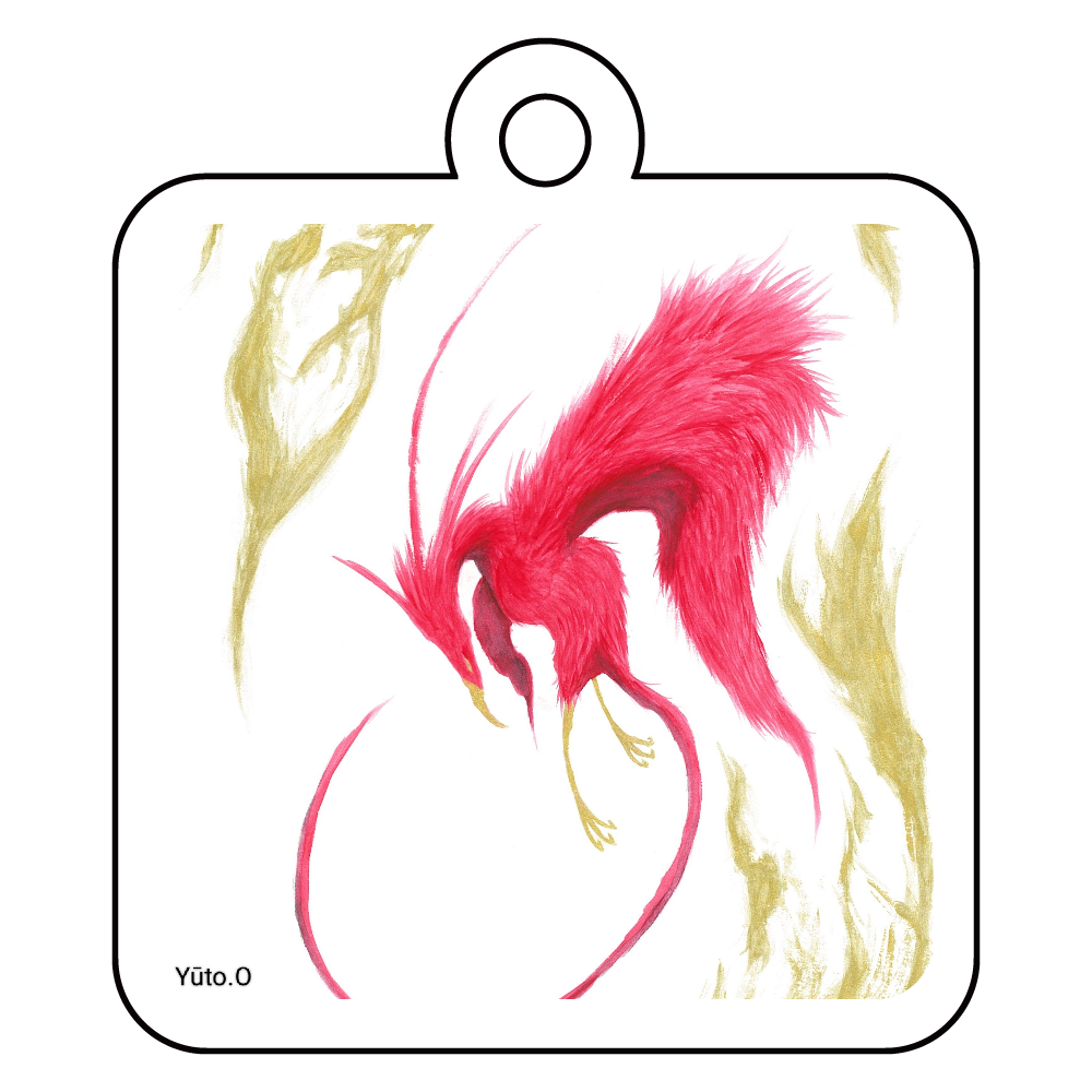 『赤鳥乱舞』キーホルダー アクリルキーホルダー　四角型 (4cm)