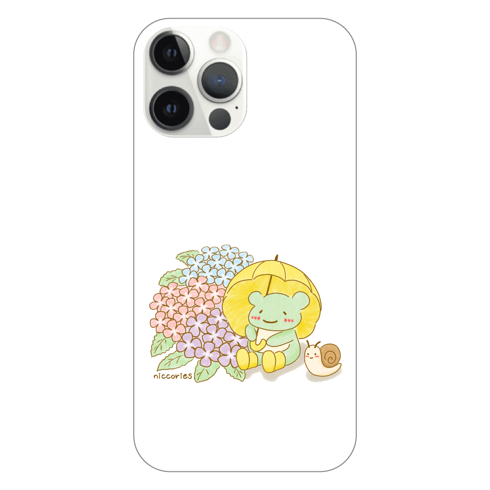 かえるさんの梅雨の楽しみ(iPhone12~16e) iPhone12 ProMax (白/黒)