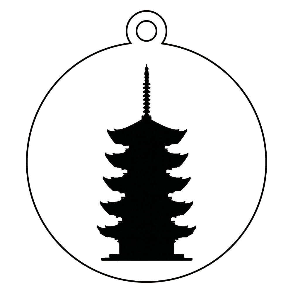 五重塔 アクリルキーホルダー　丸型 (6cm)