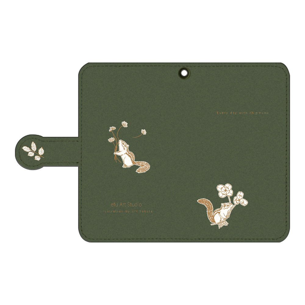  シマリスのAndroid用手帳型ケース〈モスグリーン・シンプル〉 手帳型ベルト付きアンドロイドS