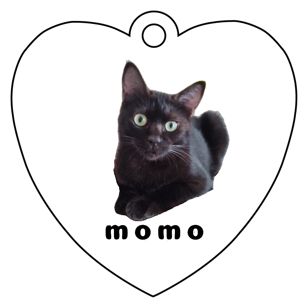 黒ねこももちゃん アクリルキーホルダー　ハート形 (6cm)