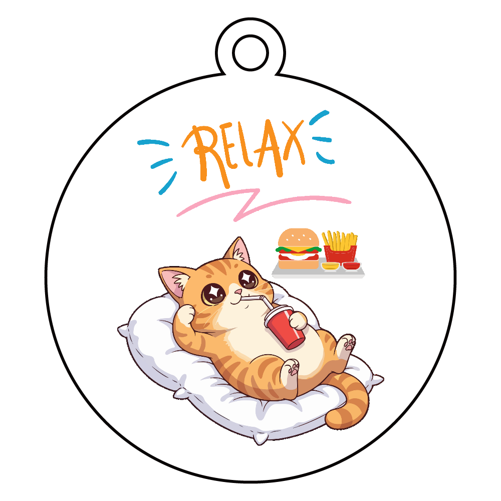 くつろぎねこちゃんパート4 アクリルキーホルダー　丸型 (6cm)