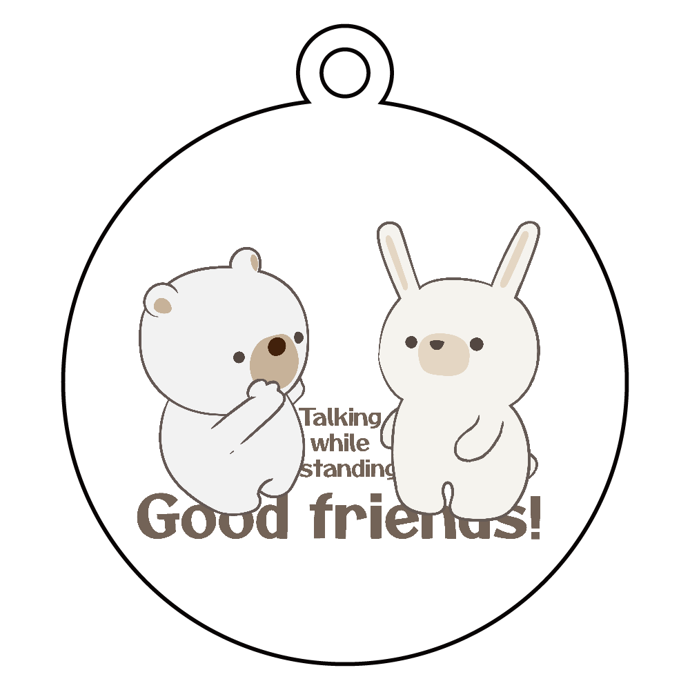 Good friends! 仲良しウサちゃんとくまさんの立ち話！ アクリルキーホルダー　丸型 (6cm)