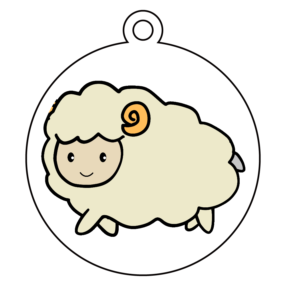 可愛い羊ちゃんのイラスト アクリルキーホルダー　丸型 (6cm)