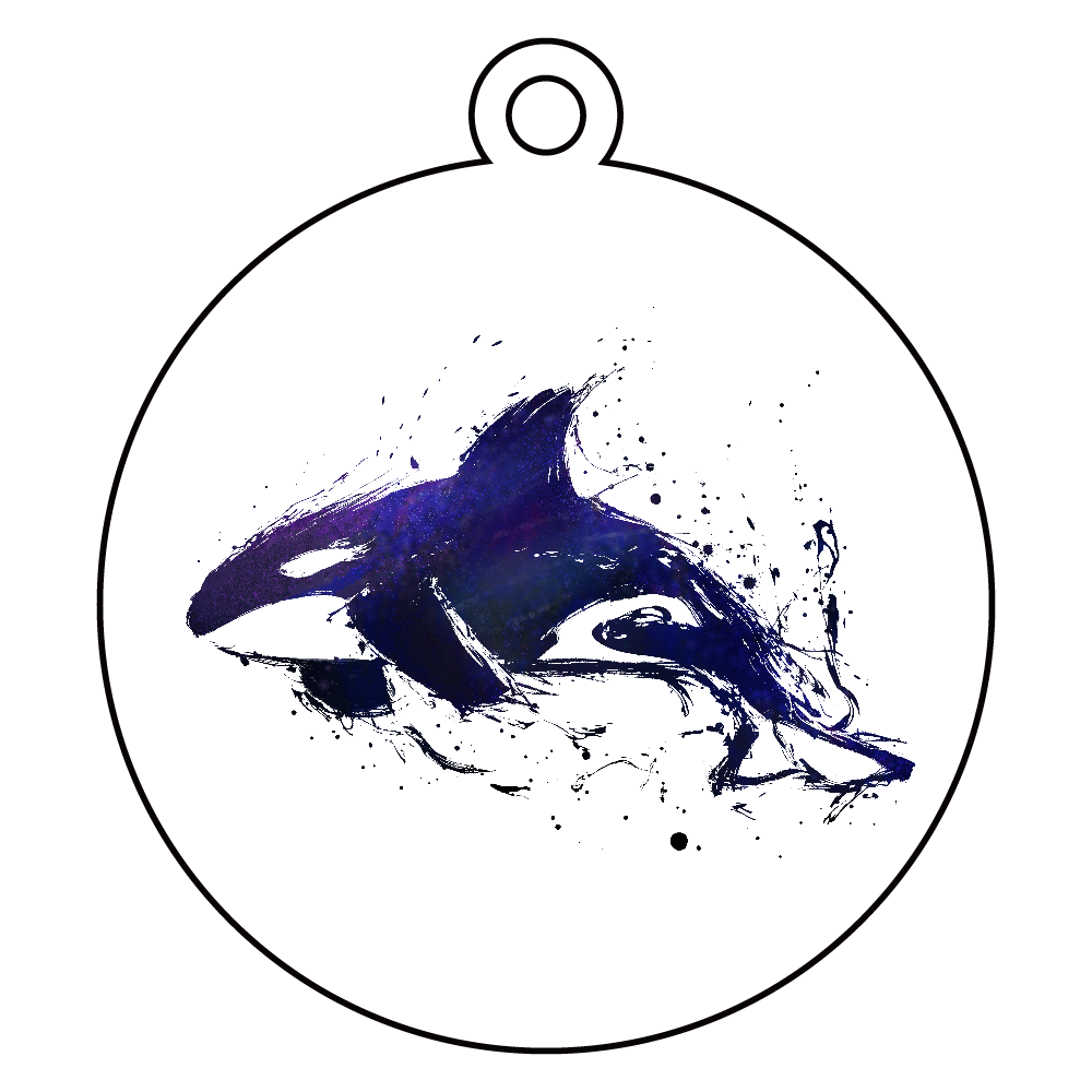墨と宇宙とシャチのワンポイントマーク アクリルキーホルダー　丸型 (6cm)