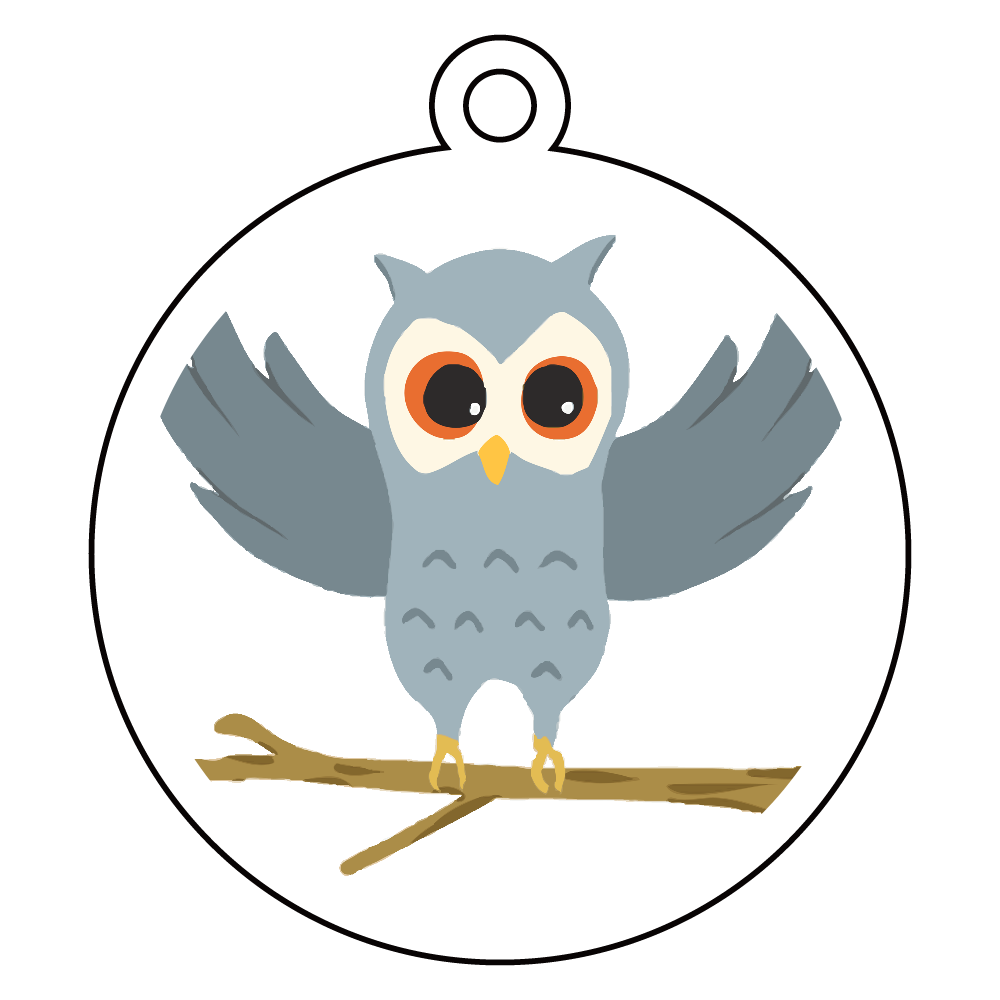 可愛いふくろうさん アクリルキーホルダー　丸型 (6cm)