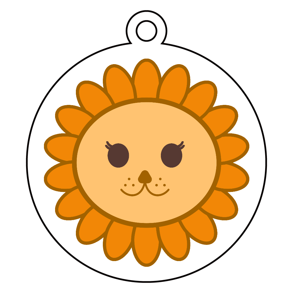 可愛いひまわりライオン アクリルキーホルダー　丸型 (6cm)