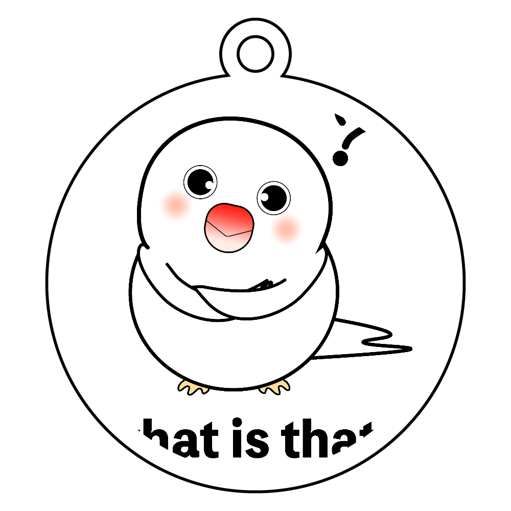 考える文鳥 アクリルキーホルダー　丸型 (6cm)