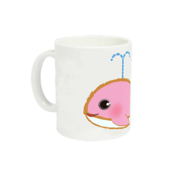 ピンクくじらちゃんのワンポイントイラスト定番マグカップの商品購入