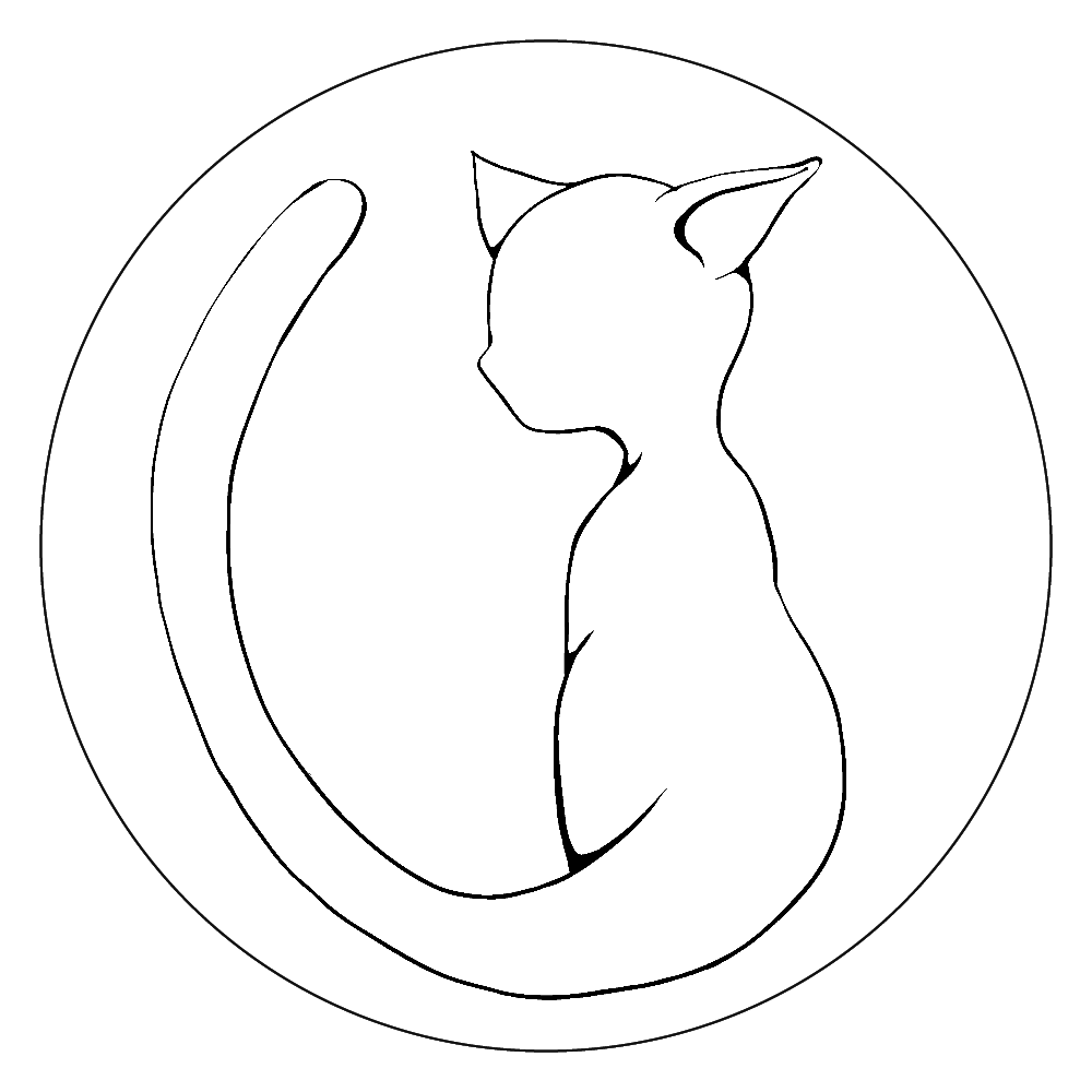 猫シルエット 白雲石コースター　丸