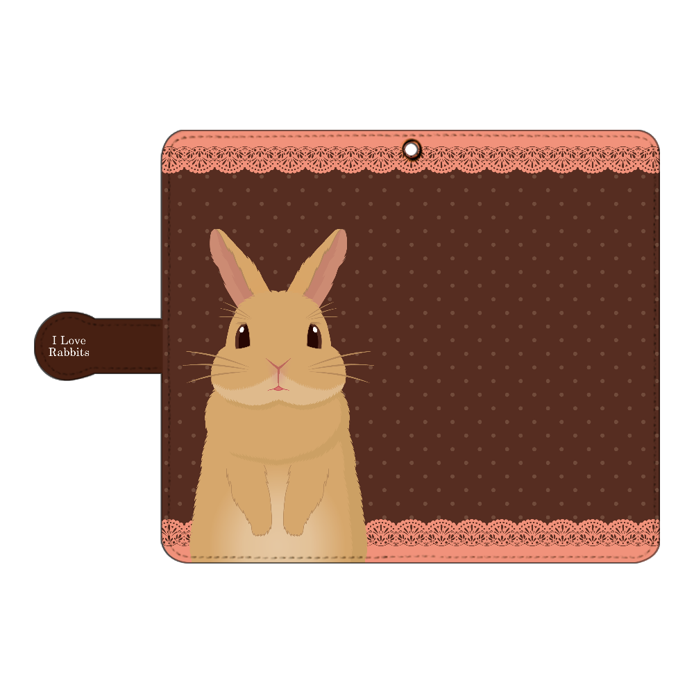 ひょっこりうさぎの手帳型スマホケース 手帳型ベルト付きアンドロイドL