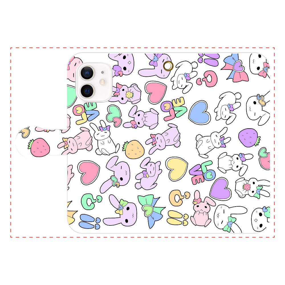 ゆるうさぎ Iphone12用手帳型スマホケースの商品購入ページ オリジナルプリントグッズ販売のオリラボマーケット