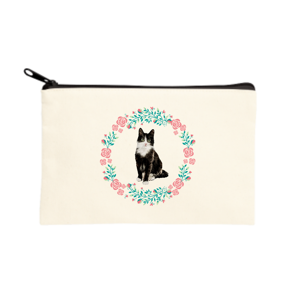 白黒猫の花柄ポーチ S の商品購入ページ オリジナルプリントグッズ販売のオリラボマーケット