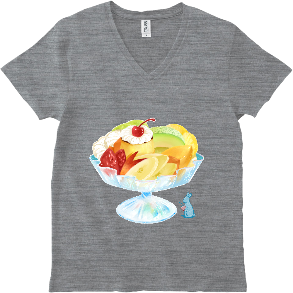 純喫茶ブルーラビット プリンアラモード オーナー Vネックtシャツの商品購入ページ オリジナルプリントグッズ販売のオリラボマーケット