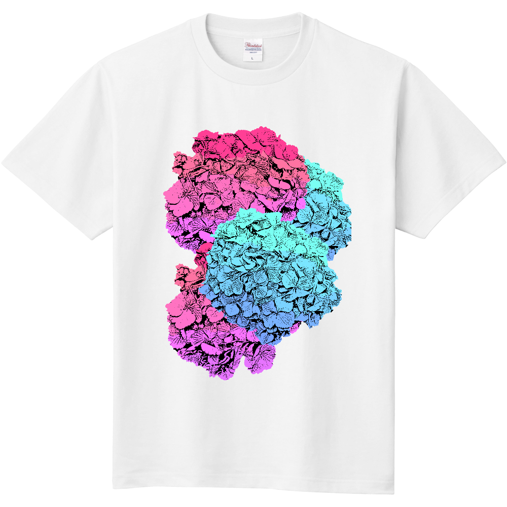  紫陽花柄Tシャツ