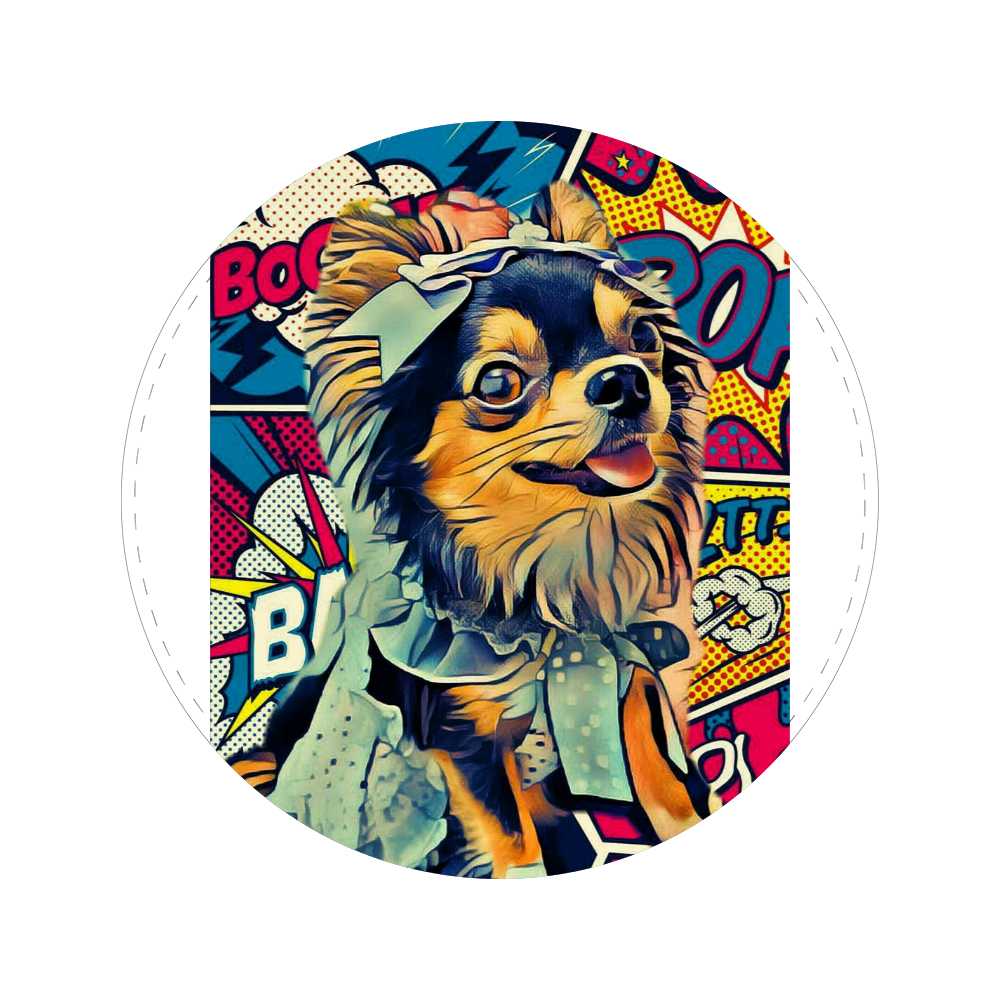 ロングコートチワワ Happy アメコミ風の商品購入ページ オリジナルプリントグッズ販売のオリラボマーケット