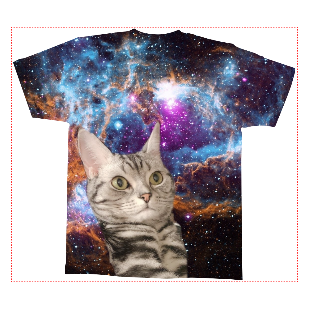 全面インクジェットTシャツ(M)うちの宇宙ねこ| オリジナルスマホケース・グッズ作成・プリントのスマホケースラボ