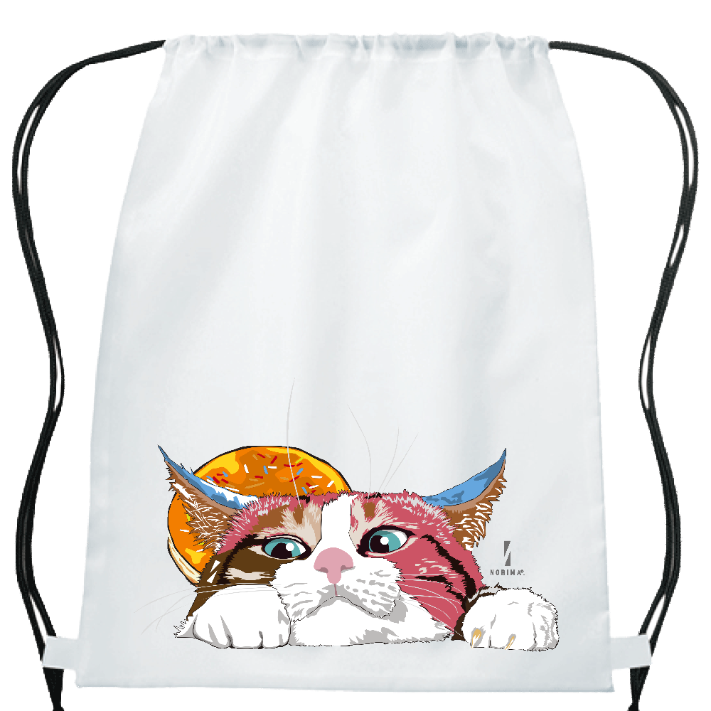 猫シリーズ のぞき見猫 ドーナツ付 イベントリュックの商品購入ページ オリジナルプリントグッズ販売のオリラボマーケット