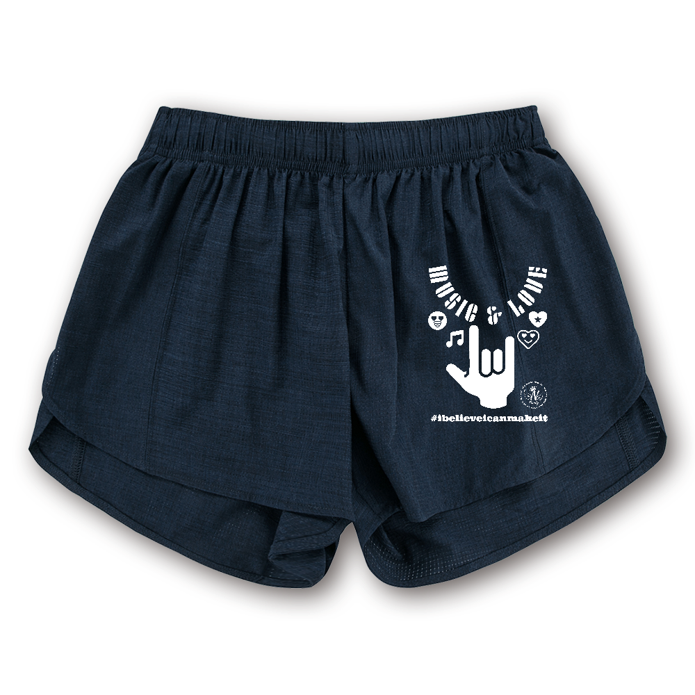 Music Love 白ロゴ ウィメンズフィットネスショートパンツの商品購入ページ オリジナルプリントグッズ販売のオリラボマーケット