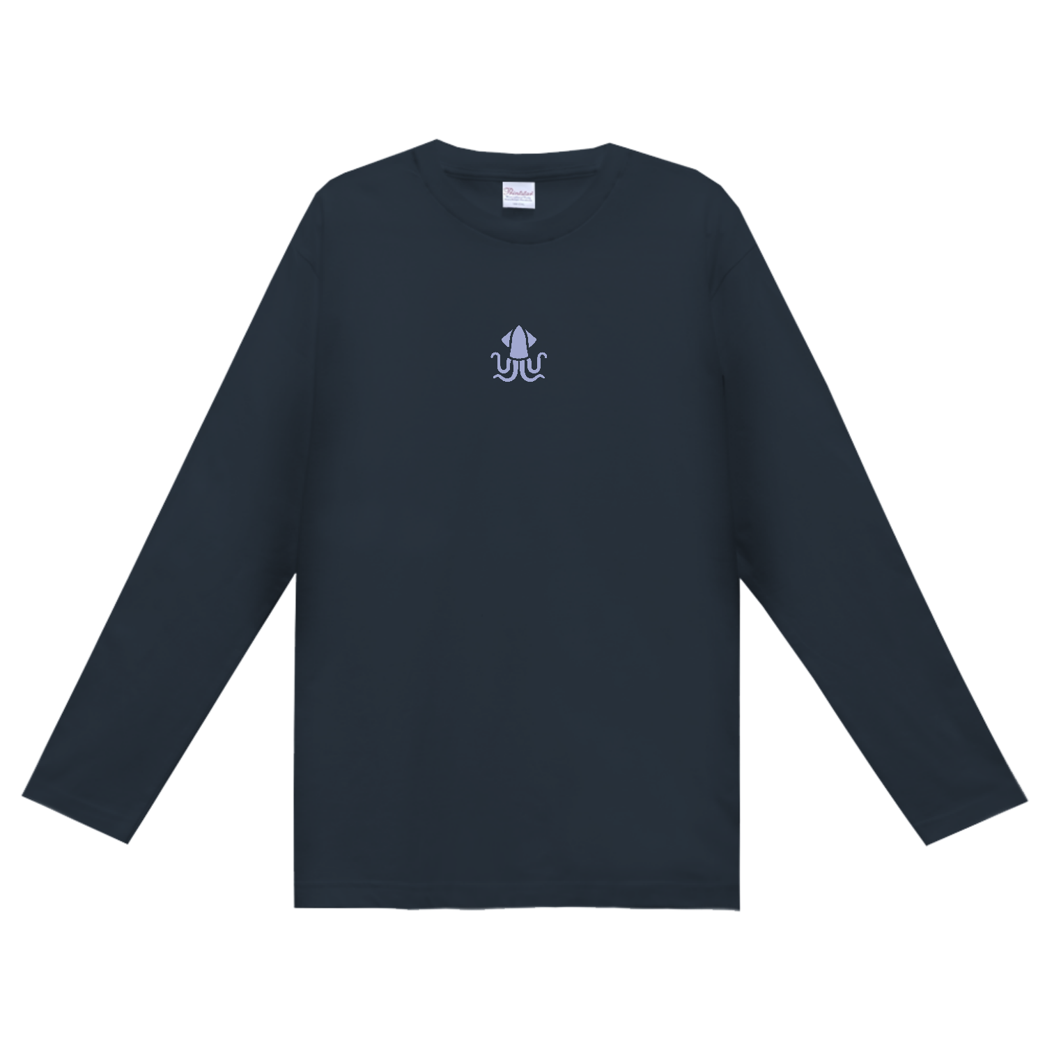 黒の長袖Tシャツ 青色プリント メンズ