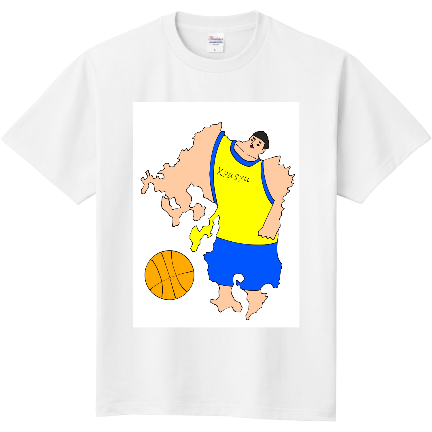 九州はバスケット人間の形 tシャツ Tシャツ｜宇宙きゃめる - オリラボ