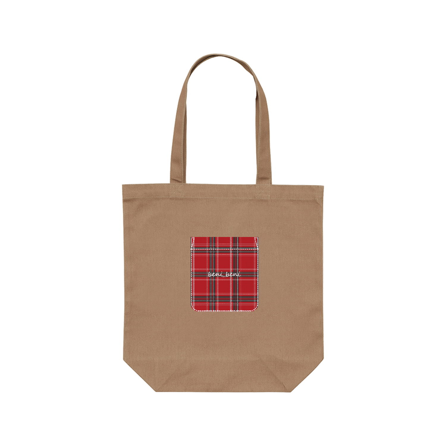 チェック柄（B）ポケット トートバッグ(M) レギュラーキャンバストート  