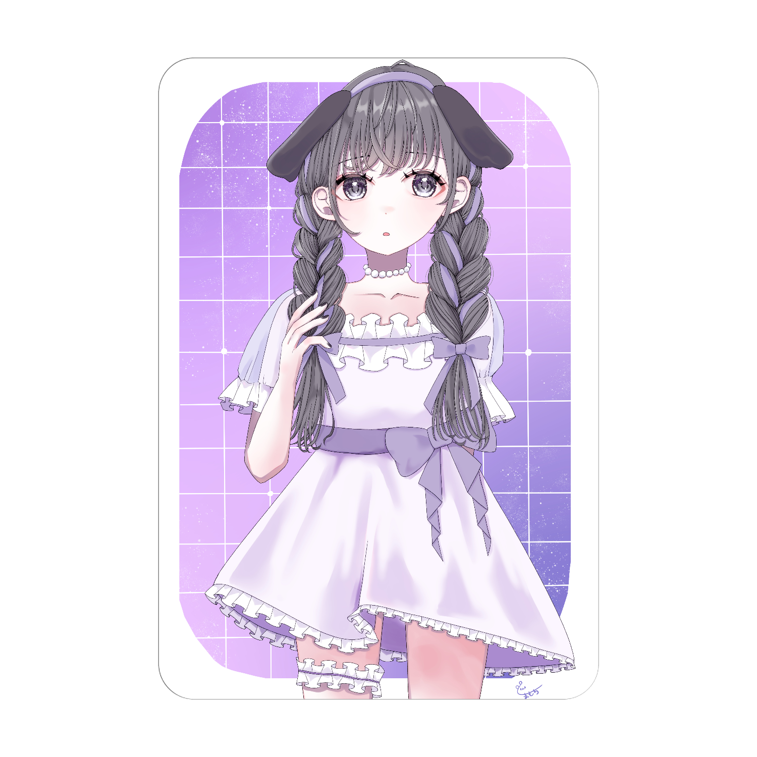 犬耳リボンカチューシャの女の子 カード｜くまもち - オリラボマーケット