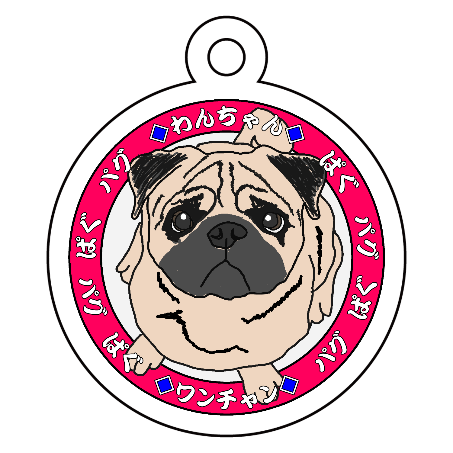 わんちゃん】パグアクリルキーホルダー 丸型 (4cm)の商品購入ページ