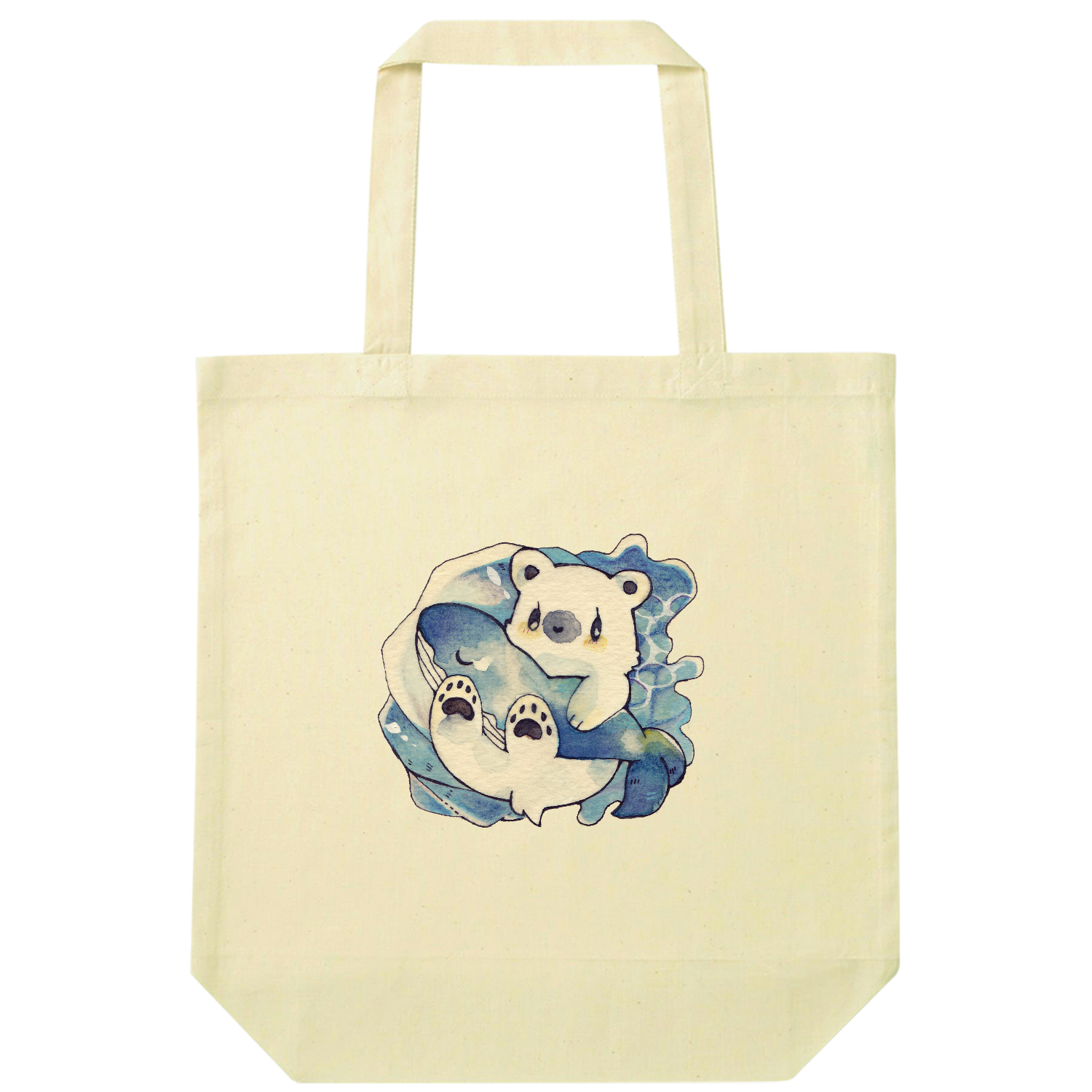 くまくじらアナログイラストとーとナチュラルコットンバッグの商品購入 