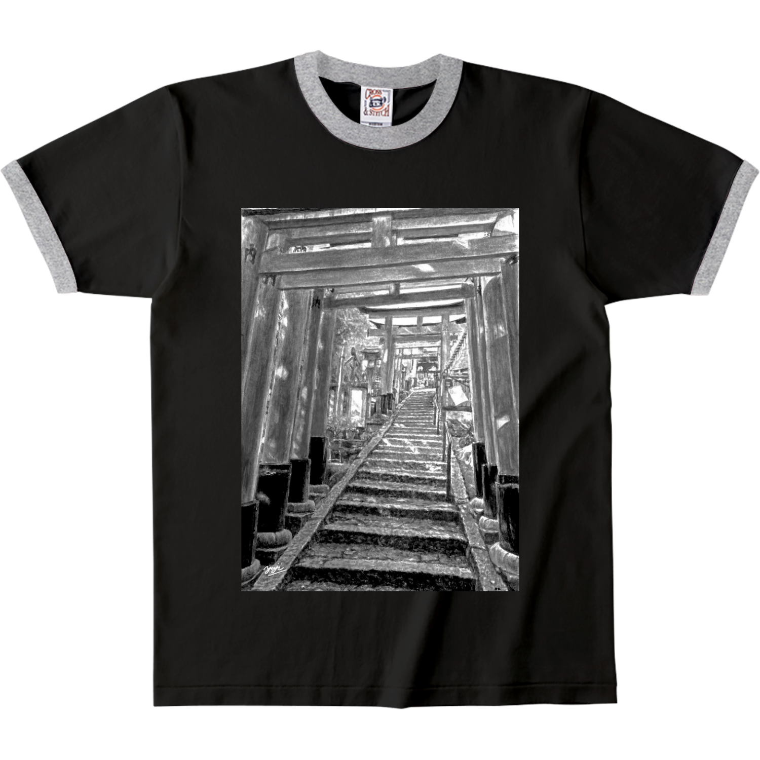 デザインリンガーTシャツ 鳥居 Tシャツ｜yuji - オリラボマーケット