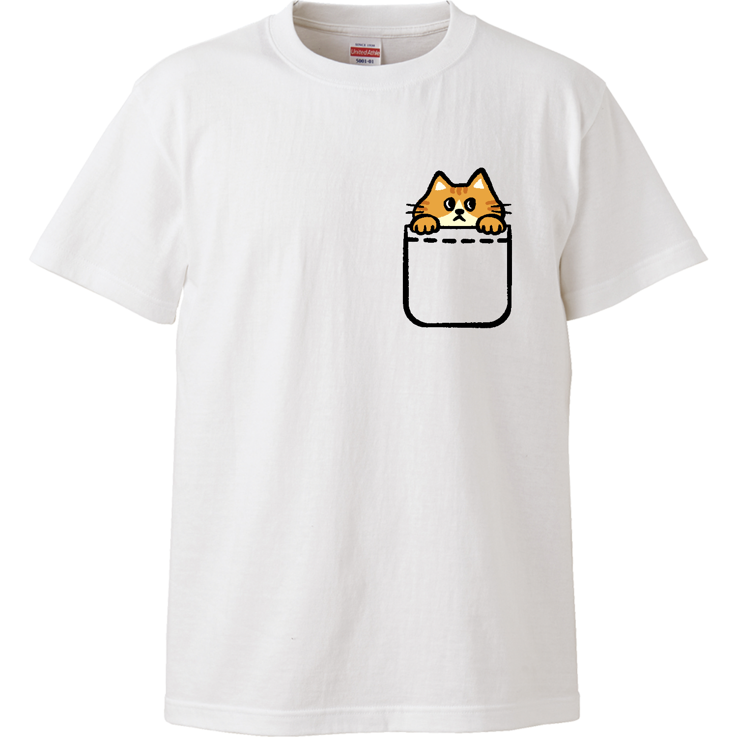 ポケットから猫_茶トラ猫 Tシャツ｜ワカボンド - オリラボマーケット