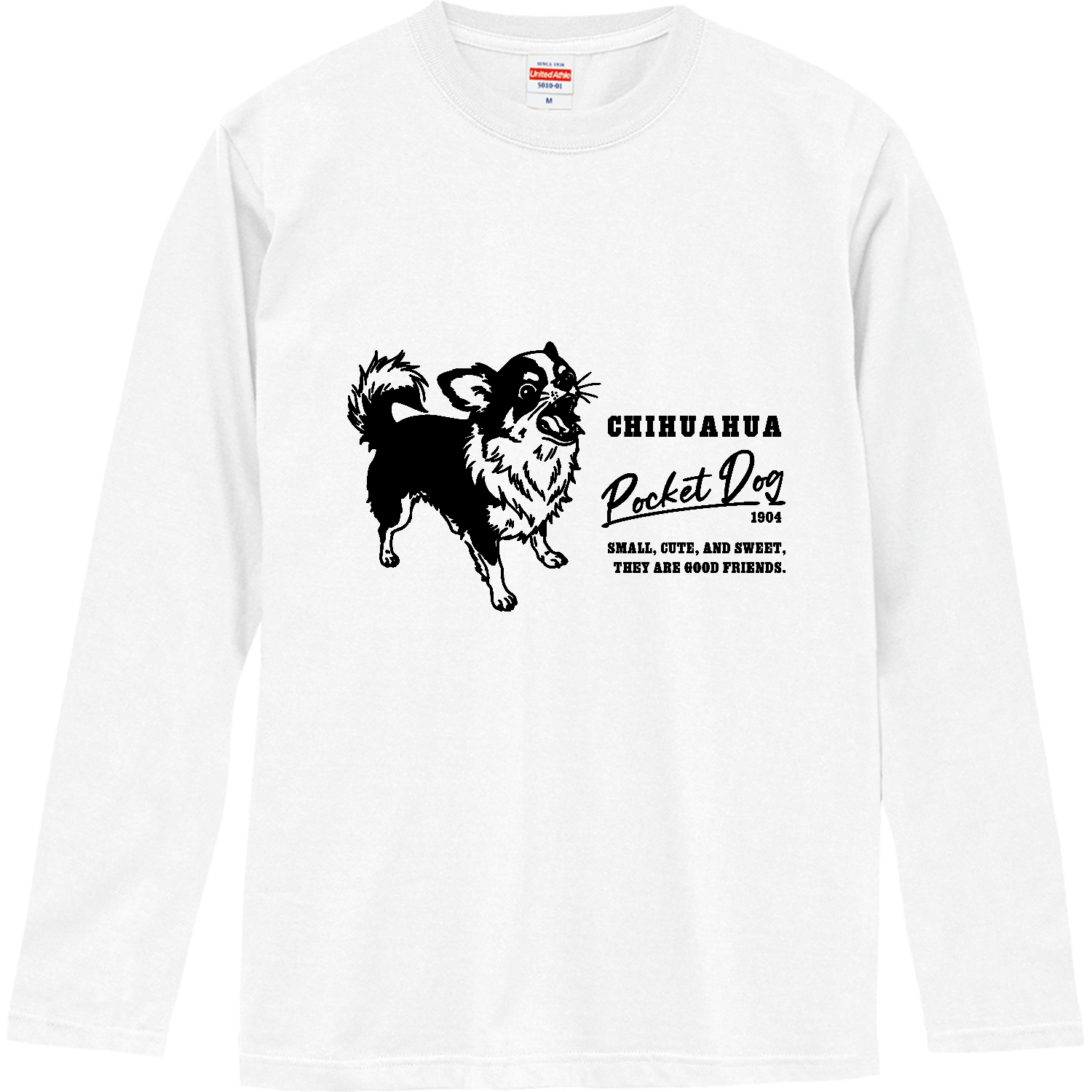 チワワ ブラックタンホワイト pat02ロングスリーブTシャツの商品購入