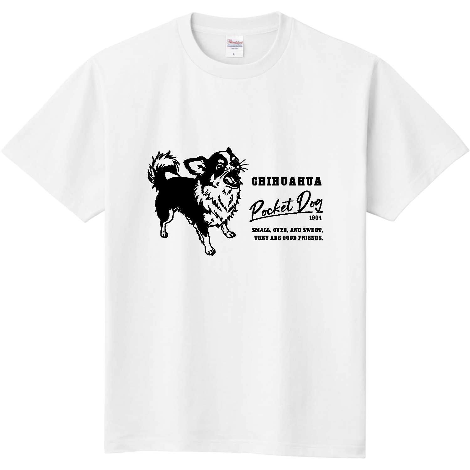 チワワ ブラックタンホワイト pat02定番Tシャツの商品購入ページ