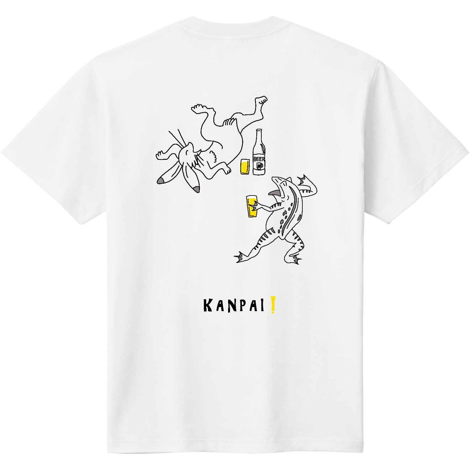 現行品　美品　バックロゴ　Tシャツ　120cm 名画 × BEER(鳥獣戯画)黒線画 バックプリント | 即日Tシャツ(TOMS-85
