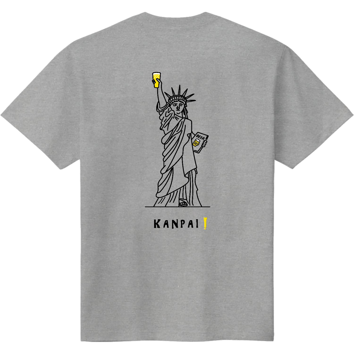 名画 × BEER(自由の女神)黒線画 バックプリント | 即日Tシャツ(TOMS
