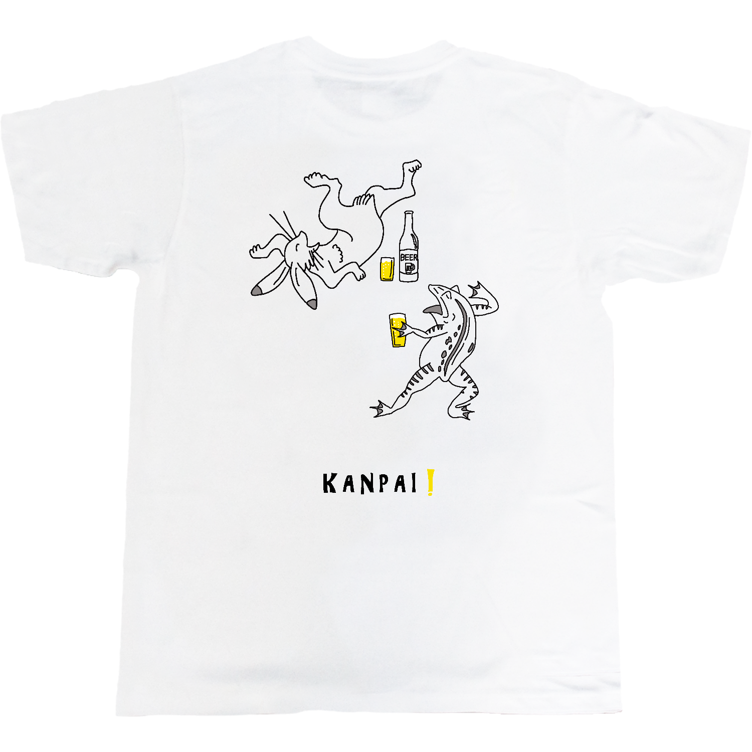 鳥獣戯画×BEER 黒線画 バックプリント | 5.0オンス ベーシックTシャツ