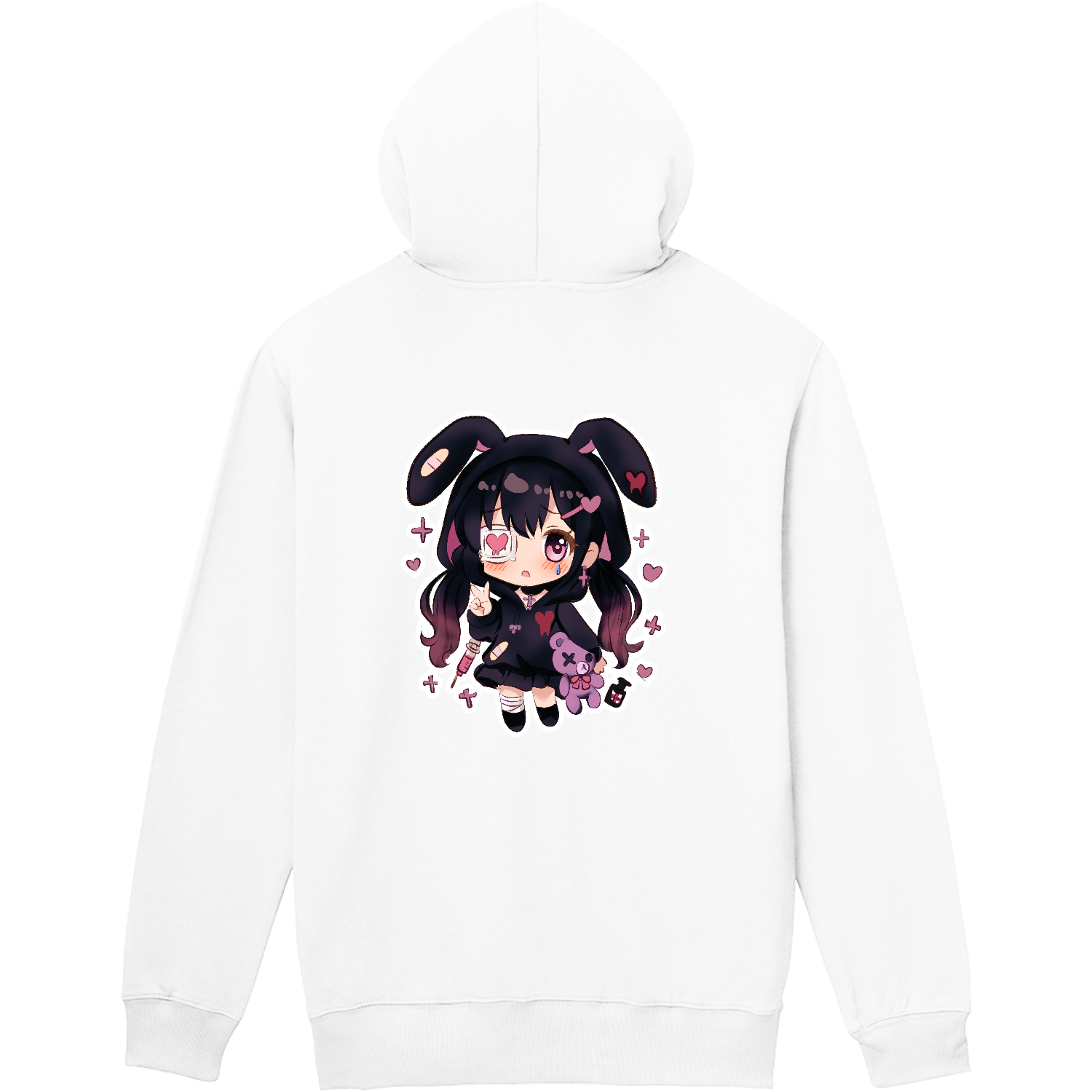 くろねちゃんジップアップバックプリント軽量ジップアップパーカーの 
