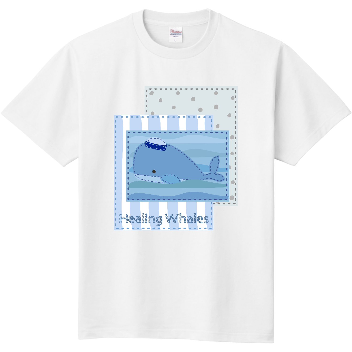 癒しクジラのアップリケ Tシャツ｜sari's - オリラボマーケット
