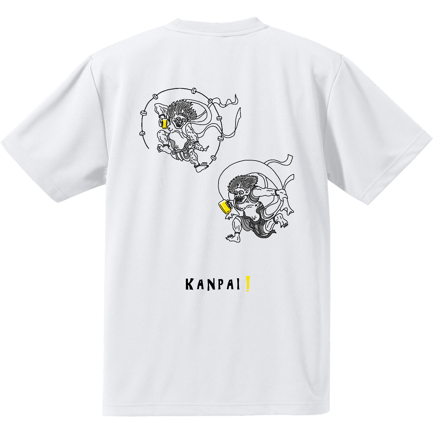 風神雷神×BEER 黒線画 バックプリント | ドライアスレチックTシャツ