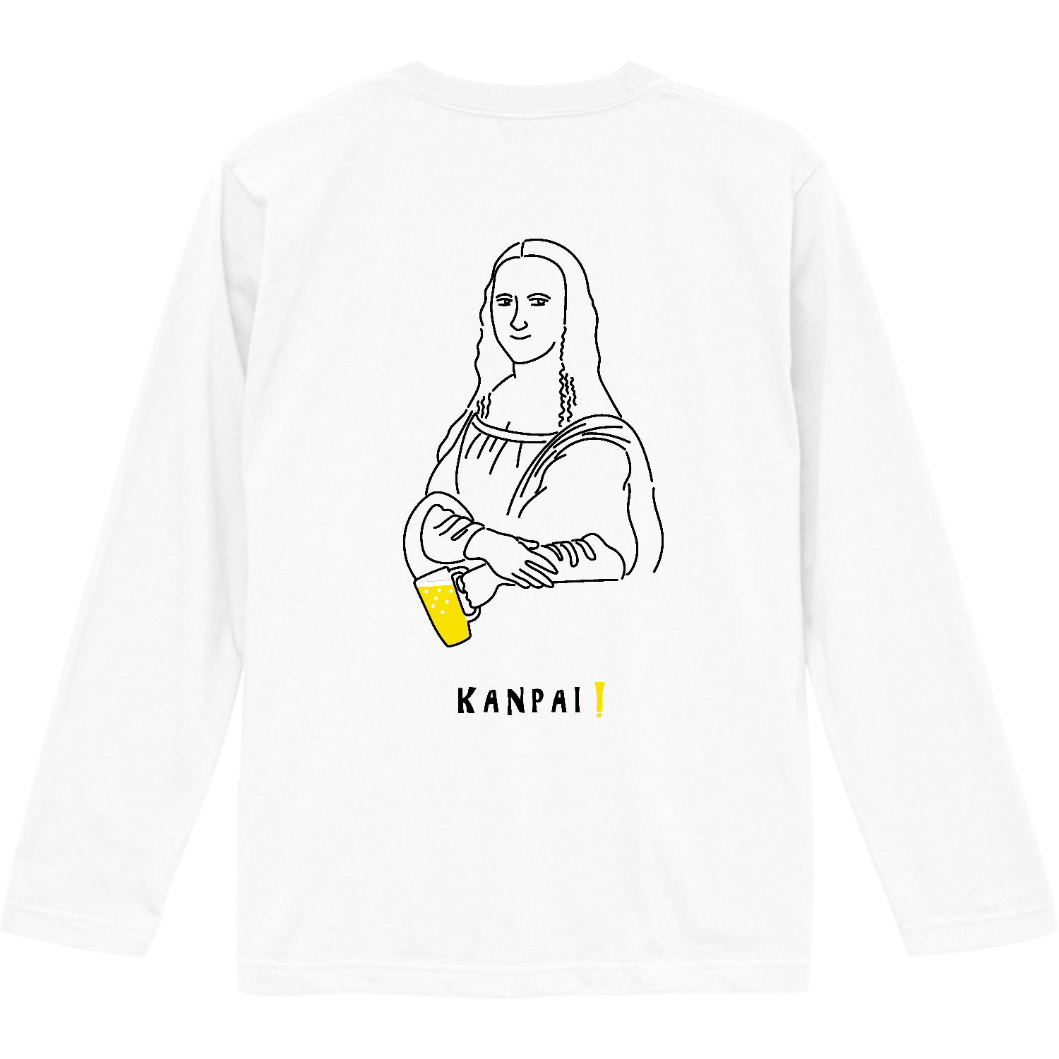 モナリザ×BEER 黒線画 バックプリント | ロングスリーブTシャツロング 