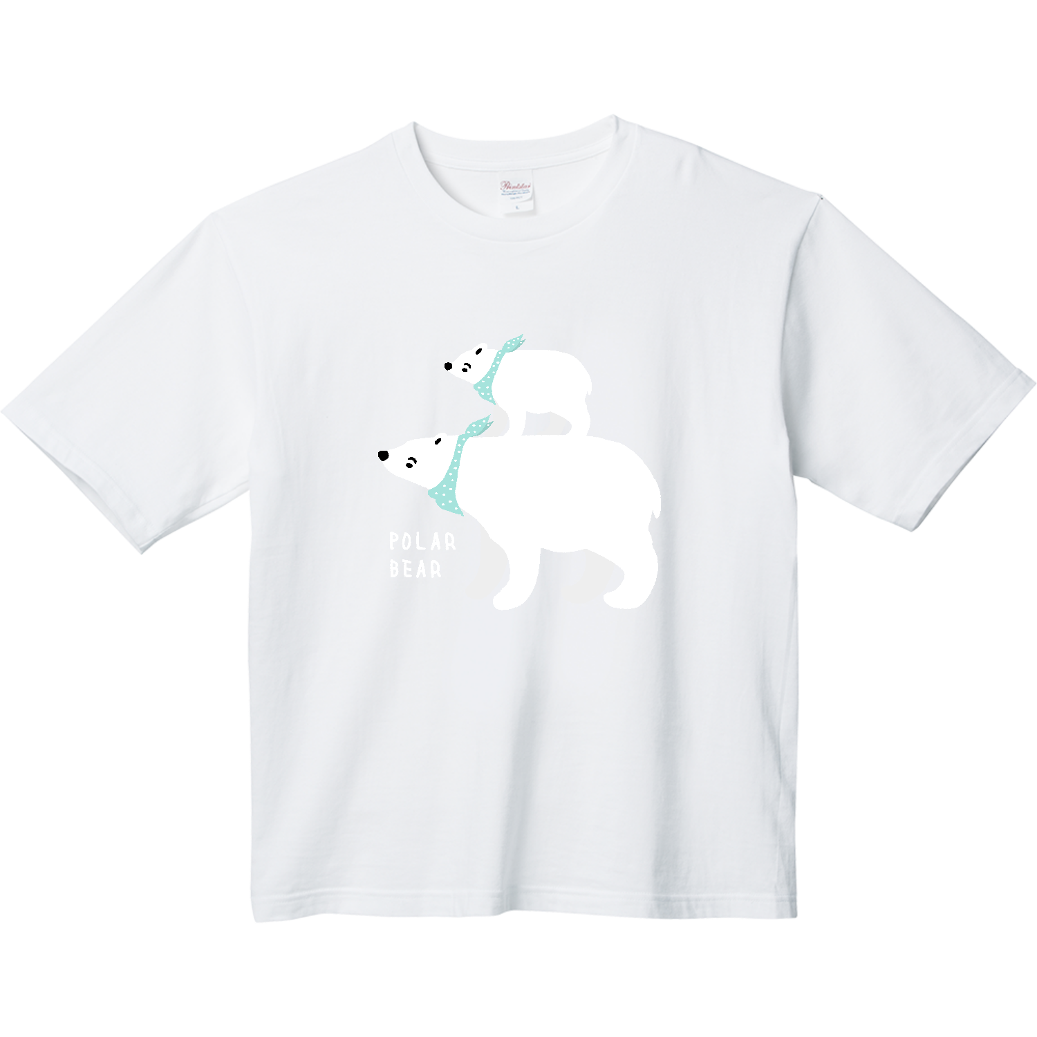 シロクマ親子 フラット（スカーフver） Tシャツ｜Qroovy（クルービー
