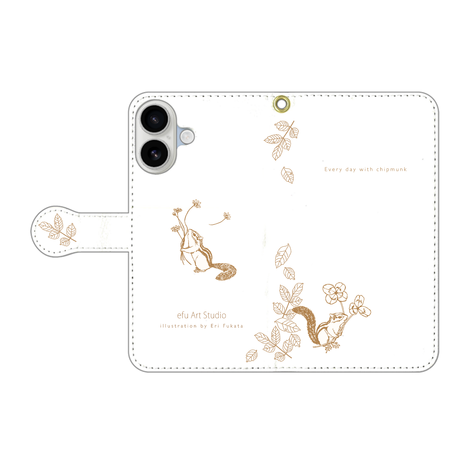 シマリスの手帳型iPhoneケース 手帳型スマホケース｜efu Art Studio
