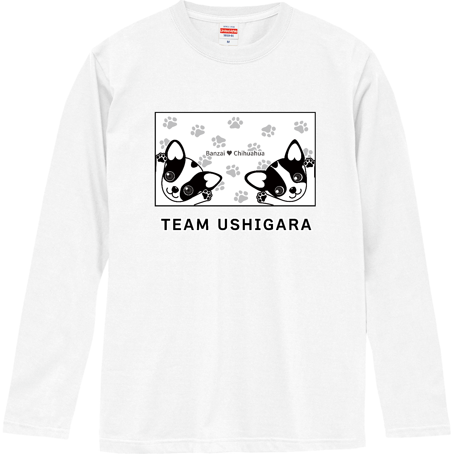 チワワ様 牛柄チワワ（肉球グレー窓）ロングスリーブTシャツの商品購入ページ