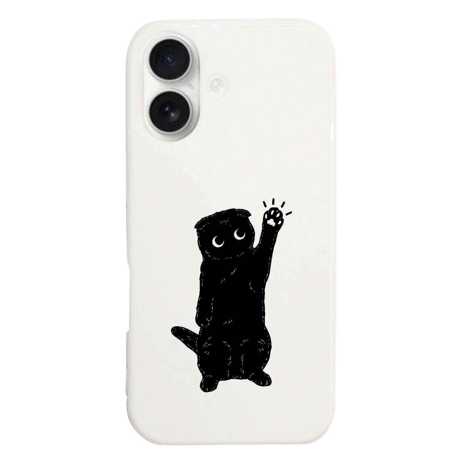 黒猫くん 猫タッチ iPhoneハードケース(表面のみ印刷)｜qroovy - オリ