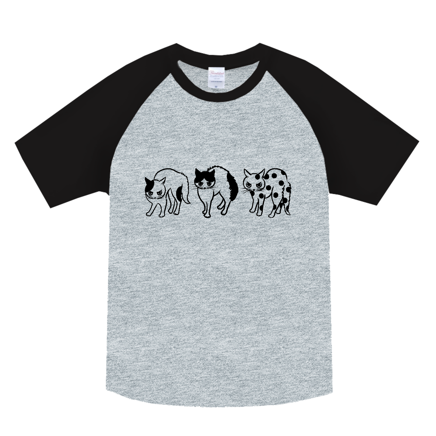やんのかポーズの3にゃんヘビーウェイトラグランTシャツの商品購入