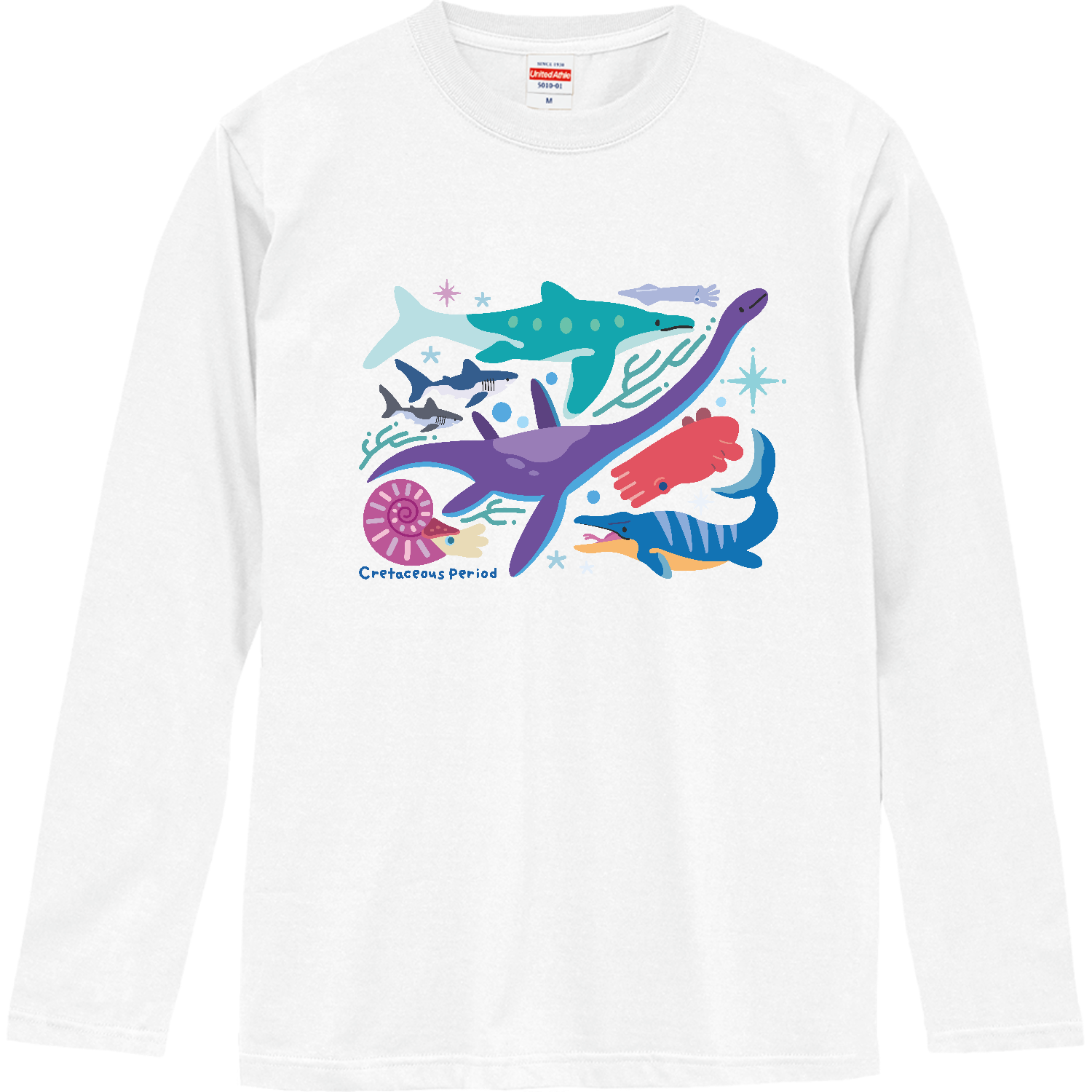 白亜紀の海ロングスリーブTシャツの商品購入ページ｜クリエイターの
